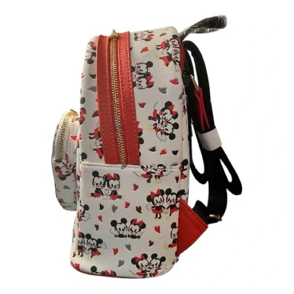 Disney Loungefly Mickey and Minnie Mouse Heart Backpack - Picture 3 of 8